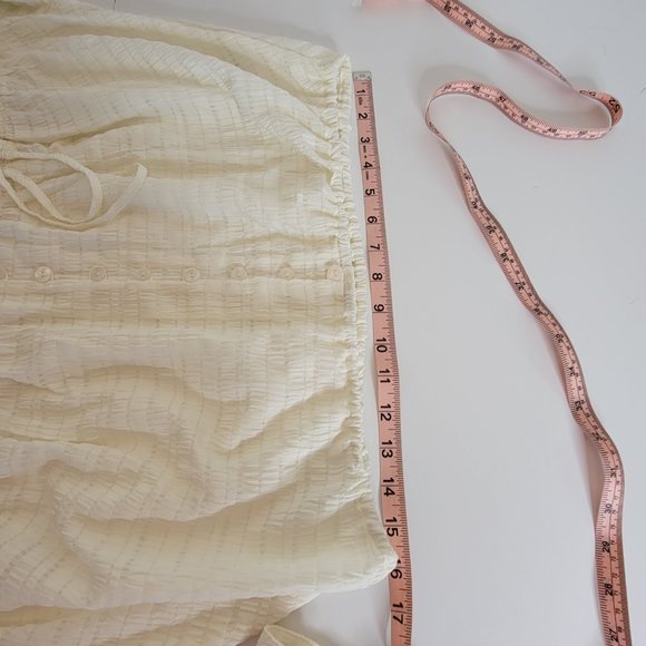 Free People Hailey Crop L/S Midriff Blouse Cream Size M NWT - Picture 7 of 12